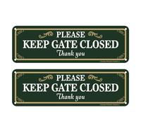 2 Pack Please Keep Gate Closed Sign, 10 x 3 Inches Rust Free Aluminum Metal Warning Sign, UV Resistant, Scratch, Waterproof and Weatherproof, Indoor/Outdoor Use. Easy to Mount (Green)