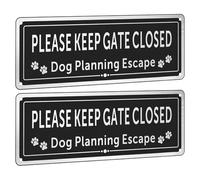 2-Pack Please Keep Gate Closed Sign,3.5 x 9.8 Inches Dog Loose Signs,Rust-Free Metal UV Protected Weatherproof Dog Warning Signs,Easy to Install and Read for Outdoor Fencing