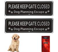 2 Pack Please Keep Gate Closed Signs - Funny Dog Planning Escape Pet Safety Warning Signs for Fence, Yard, Outdoor Gate - Rust-Free, Weatherproof & Easy to Install