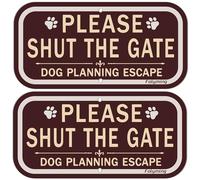 2 pack Please Shut The Gate Dog Planning Escape Yard sign Close Gate Signs Beware of the Dogs Outdoor Metal 6" x 12" Rust Free Aluminum Weatherproof Easy To Install