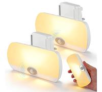 2 Pack Plug in Motion Sensor Night Light, LED Emergency Light with Rechargeable Base, Portable Dimmable Power Failure Light, Dual Night Light Modes, Plug in Light for Hallway Stair Bedroom