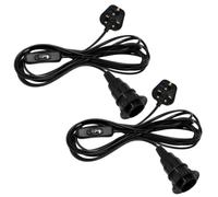 2 Pack Plug in Pendant Light, E14 Lamp Holder, 450CM Lamp Cable with Switch, Plug in Hanging Light, Suspended Pendant Light Ceiling Lighting Fitting, DIY Lampshade, Retro Industrial Style, Black