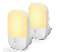 2 Pack Plug in Wall Night Light with Dusk to Dawn Sensor | Dimmable 3000K Warm White, 5 Brightness Levels,0.3W Energy Saving, for Hallway, Bedroom, Nursery, Stairs, Garage, Kitchen