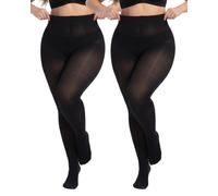2 Pack Plus Size 80 Denier Black Tights for Women, High Waisted Opaque Stretchy Tights, Soft Anti-Chafing Control Top Pantyhose, Thick Warm Tights for Curvy Ladies (UK, Alpha, XXL, Plus, Regular)