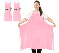 2 Pack Plus Size Waterproof Chef Apron with 2 Pockets for Men Women, Pink