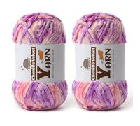 2 Pack Plush Chenille Chunky Yarn - Fluffy Velvet Yarns Crochet for Blanket Knitting and Crocheting - Soft Baby Yarn for Crocheting - Amigurumi Crochet Yarns 100g (87yds) (2 Pinkish Purple)