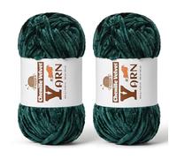 2 Pack Plush Chenille Chunky Yarn - Fluffy Velvet Yarns Crochet for Blanket Knitting and Crocheting - Soft Baby Yarn for Crocheting - Amigurumi Crochet Yarns 100g (87yds) (2 Army Green)
