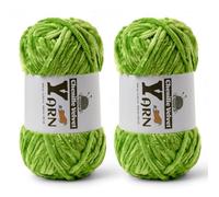 2 Pack Plush Chenille Chunky Yarn - Fluffy Velvet Yarns Crochet for Blanket Knitting and Crocheting - Soft Baby Yarn for Crocheting - Amigurumi Crochet Yarns 100g (87yds) (2 Emerald Green)