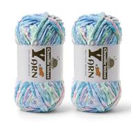 2 Pack Plush Chenille Chunky Yarn - Fluffy Velvet Yarns Crochet for Blanket Knitting and Crocheting - Soft Baby Yarn for Crocheting - Amigurumi Crochet Yarns 100g (87yds) (2 Candyfloss)