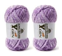 2 Pack Plush Chenille Chunky Yarn - Fluffy Velvet Yarns Crochet for Blanket Knitting and Crocheting - Soft Baby Yarn for Crocheting - Amigurumi Crochet Yarns 100g (87yds) (2 Pale Purple)