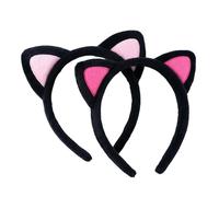 2 Pack Plush Furry Cat Ears Headbands, Soft Cute Fluffy Kitten Hair Bands in Pink Black, Skincare Spa Makeup Washing Face Headband for Women Cosplay Halloween Party Photo Props