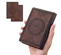 2 Pack Pocket Notebook A6 Portable Notebook Small Journal Notepad Executive Leather Cover Notepad Mini Memo Book Diary Notebook for Office School(Khaki)