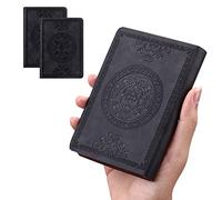2 Pack Pocket Notebook A6 Portable Notebook Small Journal Notepad Executive Leather Cover Notepad Mini Memo Book Diary Notebook for Office School(Black)