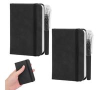 2 Pack Pocket Notebook With 2 Pens, 200 Pages Small Notebooks Pocket Size Mini A7 Notebook With Elastic Band Small Notepad A7 Notepad Tiny For Office School Meetings Writing Memos Business Work Black
