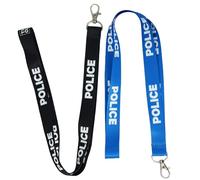 2 Pack Police Lanyards - Blue & Black Set | Premium Non-Detachable 48cm ID Badge Holder Neck Straps | Ideal for Police, Security, Film Props & Fancy Dress