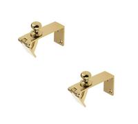 2 Pack Polished Brass Counter Flap Catch 80x38mm for Secure Closure - Lift Up Bar Hatch