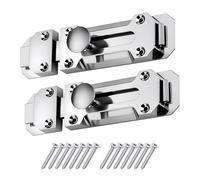 2 Pack Polished Chrome Sliding Door Bolts,100mm(4") Surface Mounted Sliding Door Lock for Securing Internal Doors Bedrooms Bathrooms Cupboards Silver Secure Slide Latches for Multi Purpose Use