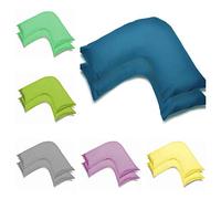 2 Pack Poly-Cotton Plain Dyed V Shaped Pillow Cases Covers - Orthopedic Pregnancy Maternity Back & Neck Support Nursing V Pillowcase Pair (Mid Blue)