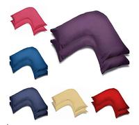 2 Pack Poly-Cotton Plain Dyed V Shaped Pillow Cases Covers - Orthopedic Pregnancy Maternity Back & Neck Support Nursing V Pillowcase Pair (Plum)