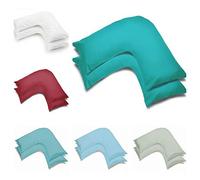 2 Pack Poly-Cotton Plain Dyed V Shaped Pillow Cases Covers - Orthopedic Pregnancy Maternity Back & Neck Support Nursing V Pillowcase Pair (Teal)