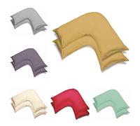 2 Pack Poly-Cotton Plain Dyed V Shaped Pillow Cases Covers - Orthopedic Pregnancy Maternity Back & Neck Support Nursing V Pillowcase Pair (Latte)