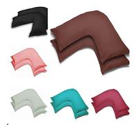 2 Pack Poly-Cotton Plain Dyed V Shaped Pillow Cases Covers - Orthopedic Pregnancy Maternity Back & Neck Support Nursing V Pillowcase Pair (Chocolate)