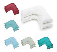2 Pack Poly-Cotton Plain Dyed V Shaped Pillow Cases Covers - Orthopedic Pregnancy Maternity Back & Neck Support Nursing V Pillowcase Pair (White)