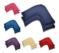 2 Pack Poly-Cotton Plain Dyed V Shaped Pillow Cases Covers - Orthopedic Pregnancy Maternity Back & Neck Support Nursing V Pillowcase Pair (Navy)