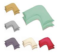 2 Pack Poly-Cotton Plain Dyed V Shaped Pillow Cases Covers - Orthopedic Pregnancy Maternity Back & Neck Support Nursing V Pillowcase Pair (Duck Egg)