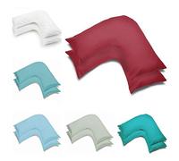 2 Pack Poly-Cotton Plain Dyed V Shaped Pillow Cases Covers - Orthopedic Pregnancy Maternity Back & Neck Support Nursing V Pillowcase Pair (Wine)