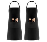 2 Pack Polyester Kitchen Apron, Professional Adjustable Kitchen Apron with 2 Pockets, Unisex Water and Oil Stain Resistant, Kitchen Apron for Cooking, Restaurant, Gardening, BBQ, Baking and Serving