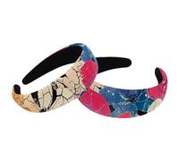 2 Pack Polyester Wide Headbands for Women, Broken Flower Headbands Hair Band Fashion Non Slip Hairhoop for Girls Women Hair Accessories