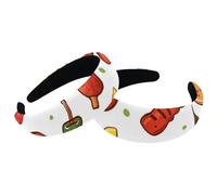 2 Pack Polyester Wide Headbands for Women, Cartoon Barbecue Food Headbands Hair Band Fashion Non Slip Hairhoop for Girls Women Hair Accessories