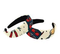 2 Pack Polyester Wide Headbands for Women, Cartoon Barbecue Printing Headbands Hair Band Fashion Non Slip Hairhoop for Girls Women Hair Accessories