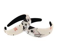 2 Pack Polyester Wide Headbands for Women, Cartoon Calico Cat Headbands Hair Band Fashion Non Slip Hairhoop for Girls Women Hair Accessories