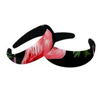 2 Pack Polyester Wide Headbands for Women, Flamingo Rainforest Headbands Hair Band Fashion Non Slip Hairhoop for Girls Women Hair Accessories