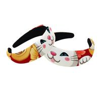 2 Pack Polyester Wide Headbands for Women, Lucky Cat Pattern Headbands Hair Band Fashion Non Slip Hairhoop for Girls Women Hair Accessories