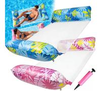 2 Pack Pool Float Pool Inflatables, 130CM Swimming Pool Float Hammock, 4-in-1 Saddle/Lounge Chair/Hammock/Drifter Inflatable Float Bed Raft Recliner Beach Hot Tub Mat - Maple Leaf