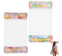 2 Pack Pool Floats, 4-in-1 Inflatable Pool Hammock, Multi-Purpose Water Hammock for Pool, Glitter Floating Recliner, Water Net Bed Saddle for Water Activities Lakeside Leisure Sunbathing Family