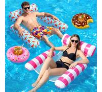 2 Pack Pool Inflatables for Adults,Inflatable Pool Floats,4 In1 Floaties | Pool Float with 2 Drink Holders,Cool Mesh Floats for Swimming Pools,Swimming Pool Toys,Pool Hammock for Holiday,Beach,Seaside