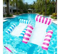 2 Pack Pool Inflatables for Adults, Lilo Pool Inflatables, 4 in 1 Water Hammock Swimming Pool Floats with Air Pump, Mesh Lounger Chair Pool Toys for Lazy River Beach