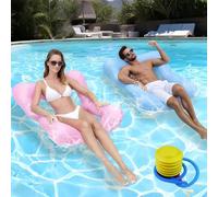 2 Pack Pool Inflatables, Inflatable Floating Water Pool Lounger Chairs, Swimming Pool Floats Hammock, Inflatable Summer Pool Beach Toys Water Mattresses Floating Mattress, 120 x 90cm
