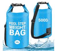 2 Pack Pool Ladder Weights, 500D PVC Universal Pool Step Weights for Above Ground Pools, 20L No Breaken Swimming Pool Sand Bags Foldable Waterproof Dry Bag Backpack, Easy & Quick Fill 50lbs Sand