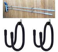 2 Pack Pool Pole Hanger/Hook, Pool Cleaning Tool Holder and Organizer for Pool Poles, Skimmers, Leaf Rakes, Nets, Brushes, Hose, use to Hang Pool Accessories on Pool Fence / Wall, is Rust Resistant
