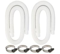 2 Pack Pool Pump Replacement Hose,1.25" Diameter, 59" Long Pool Filter Replacement Hoses for Above Ground Pools,Compatible with Intex Filter Pump 607, 637,Includes 4 Metal Clamps (White)