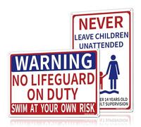 2 Pack Pool Safety Signs Bundle 12x8 Inch Pool Signs for Outside Outdoor Decor, No Lifeguard on Duty & Child Supervision, Durable 0.040 Aluminum Weatherproof