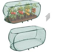 2 Pack Pop Up Garden Mesh Plant Cover, Reusable Pop Up Mesh Plant Covers with Ground Nails, Garden Pest Insect Barrier Netting,Garden Fruit Plant Tent Cage Protector for Protect Plant Vegetable Fruit