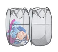 2 Pack Pop Up Laundry Hamper, Mesh Popup Laundry Hamper Portable Handles Collapsible for Storage Large Top Opening for The Kids Room, Bedroom, College Dorm or Travel (Grey)