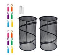 2 Pack Pop-Up Plant Protection Covers for Instant Garden, Reusable Mesh Greenhouse Shields Against Frost and Birds, 22.8x14 Inch with 8 Pins and 12 Labels, Black and White(2PCBlack)