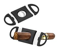 2 Pack Portable Cigar Cutter, Stainless Steel Pocket Cigar Tool, Double Guillotine Blades Scissors, Cigar Clippers Cigar Accessories with Plastic Handle Suitable for Most Size of Cigars, Black